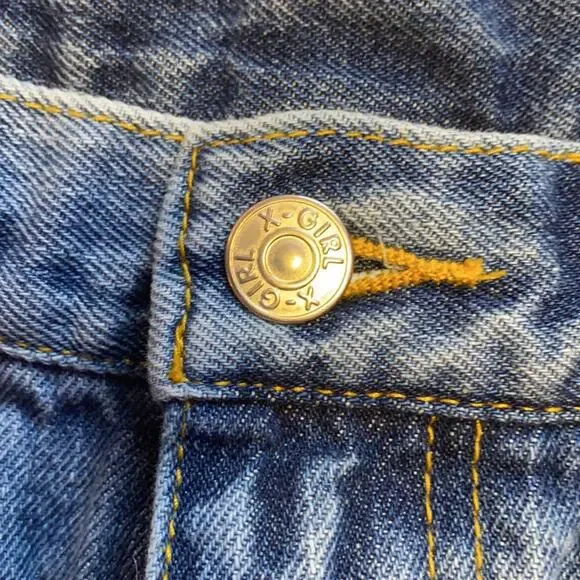 🍒[ X-Girl ] Butterfly Print Acid Wash Straight Leg Jeans - Picture 8 of 15